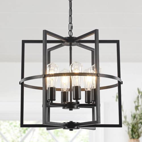 6-Light Modern Farmhouse Cage Chandelier Pendant Light