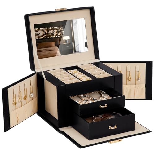 Girls 3-Layer Locking Jewelry Organizer Box