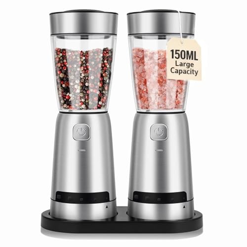 Electric Salt and Pepper Grinder Set, Automatic Mills