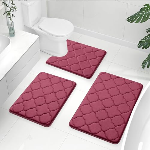 3 Piece Memory Foam Bath Mat and Rug Set