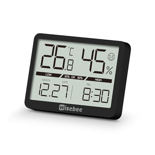 Wisebee Digital Indoor Thermometer Hygrometer with Clock