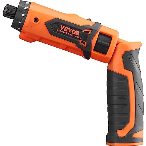 VEVOR Cordless Screwdriver,4V 7Nm Electric Screwdriver Rechargeable Set with 12 Accessory Kit and Charging Cable,Screw Gun with 20+1 Torque Setting & Twistable Handle for Home DIY.