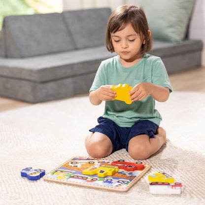 Melissa & Doug Construction Vehicles Wooden Puzzle Set