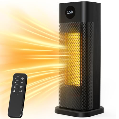 1500W Ceramic Tower Space Heater with Thermostat Timer