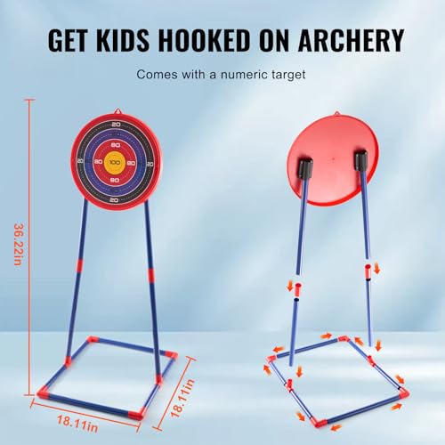 VEVOR Bow and Arrow Set for Kids, LED Light Up Archery Set with 10 Suction Cup Arrows, Indoor Outdoor Toy for Boys Girls Age 4-8 8-12 with Standing Target & Quivers, Ideal Gift for Kids 6 7 8 9 10+