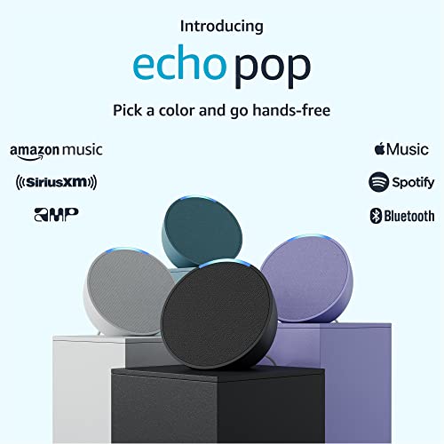 Amazon Echo Pop | Alexa fits in anywhere: bedroom, living room, bathroom, office, and small spaces | Charcoal