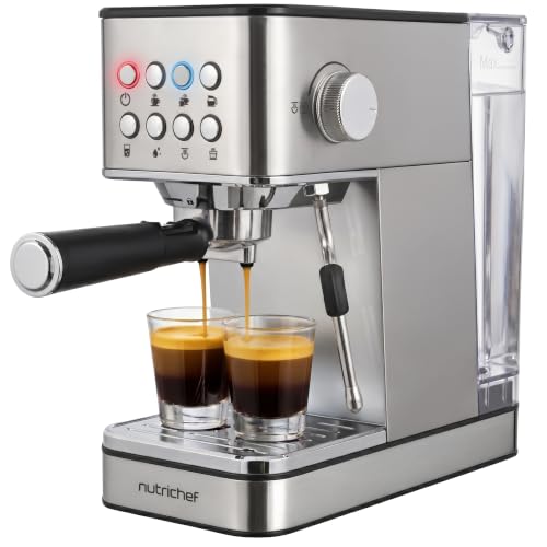 NutriChef 20-Bar Espresso Machine with Milk Frother