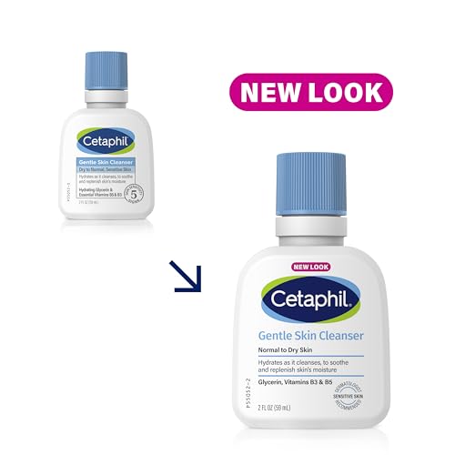 Cetaphil Face Wash, Hydrating Gentle Skin Cleanser for Dry to Normal Sensitive Skin, NEW 2 oz 12 Pack, Fragrance Free, Soap Free and Non-Foaming