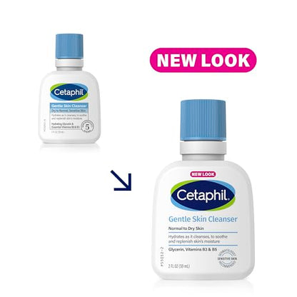 Cetaphil Face Wash, Hydrating Gentle Skin Cleanser for Dry to Normal Sensitive Skin, NEW 2 oz 12 Pack, Fragrance Free, Soap Free and Non-Foaming