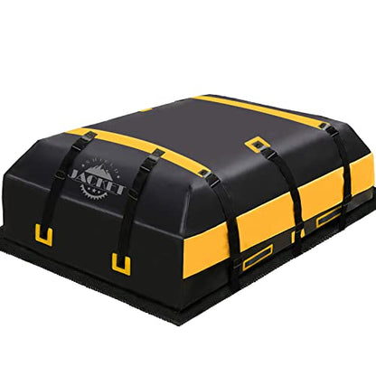 SHIELD JACKET Car Rooftop Cargo Carrier (15 Cubic Feet) - Waterproof Rooftop Bag for Cars, Vans and SUVs - Great for Travel or Off-Roading - Double Vinyl Construction, Easy to Use (Yellow)