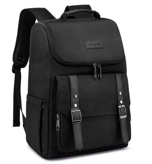 zalupri Work Laptop Backpack for Women and Men, 15.6 inch Computer Travel Backpacks for Working Stylish Teacher Backpack Casual Daypack laptop Bag with USB Charging Port, Black