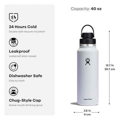 Hydro Flask 40 Oz Wide Flex Chug Cap Black, Stainless Steel, Double wall