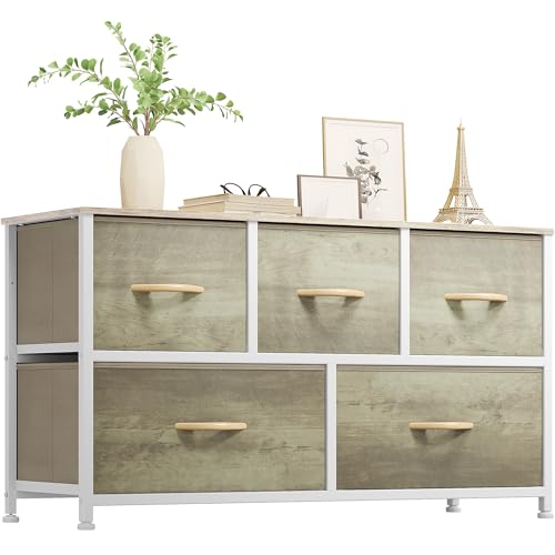 5 Drawer Wide Chest Dresser Storage Tower Organizer