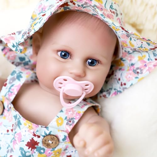 Reborn Baby Dolls Silicone Full Body 22 inch Real Life Toddler Baby Doll Lifelike Newborn Girl Cute Soft Vinyl Correct Realistic Toddler Dolls with Feeding Kit Toys Gifts Collection for Kids Age 3+