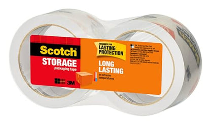 Scotch Clear Storage Packing Tape, 2 Rolls