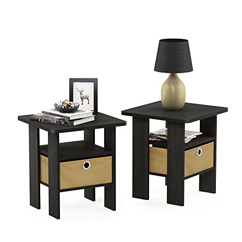 2 Pack Furinno End Table with Drawer Storage