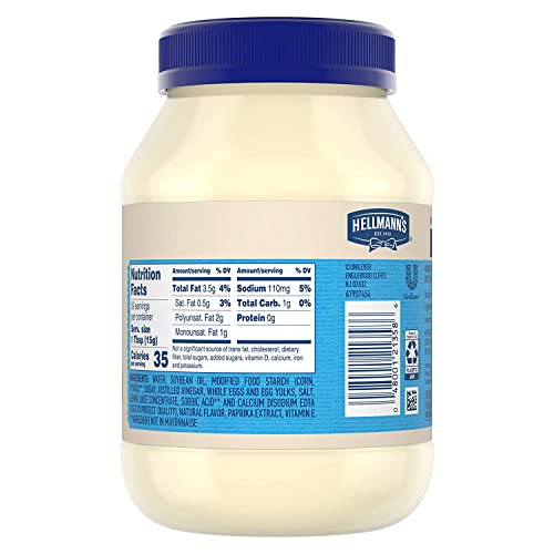 Hellmann's Light Mayonnaise Light Mayo 3 Count For a Creamy Condiment for Sandwiches and Simple Meals 60% Less Fat and Calories than Regular Mayonnaise 30 oz