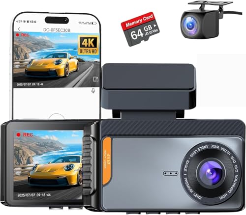 4K Dual Dash Cam with GPS and WiFi