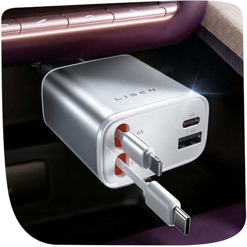 4 in 1 Retractable Car Charger for iPhone USB C