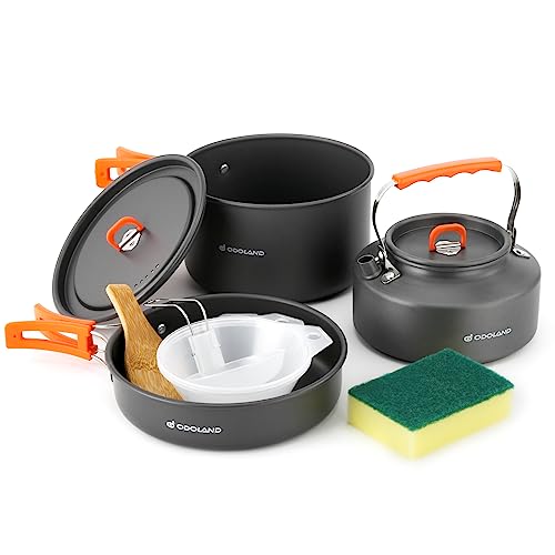 10 Piece Camping Cookware Pots, Pans and Kettle Set