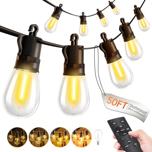 50Ft Outdoor String Lights Waterproof LED Patio Lighting
