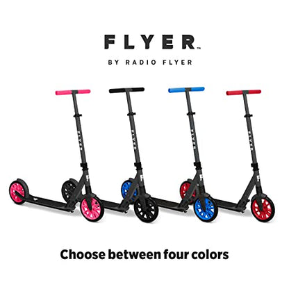 Flyer Kickstart Max, Kick Scooter, Adjustable Handlebars & Foldable, Black Scooter 8+ Years, and up to 220 lbs