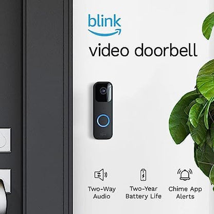 Blink Video Doorbell + 3 Outdoor 4 smart security cameras (4th Gen) with Sync Module 2 | Two-year battery life, motion detection, two-way audio, HD video, Works with Alexa