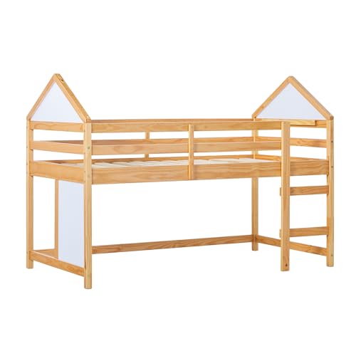 Walker Edison Twin Low Loft Bed with Rails