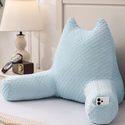 Backrest Reading Pillow with Arms and Side Pockets