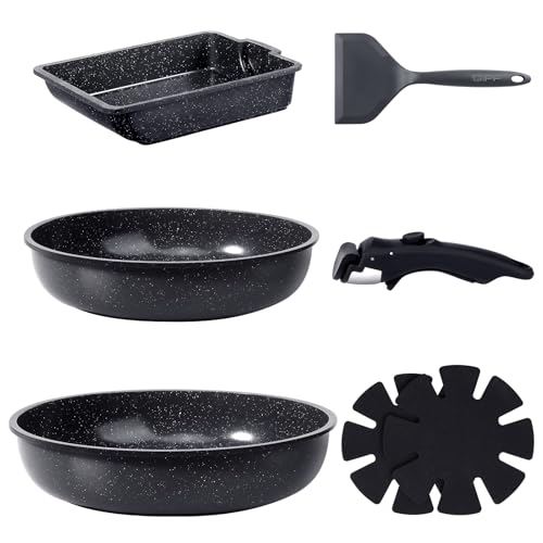 7 Piece Nonstick Detachable Handle Cookware Set