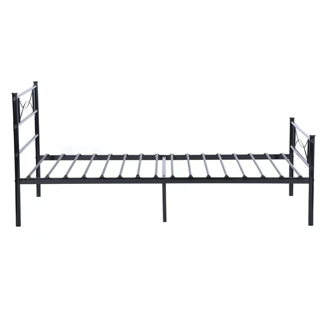 Twin Platform Bed Frame with Headboard, Black