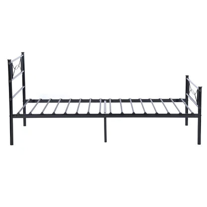 Twin Platform Bed Frame with Headboard, Black