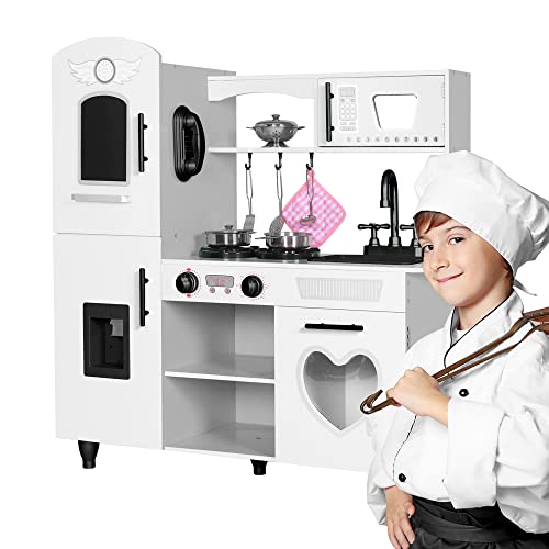 Wooden Kids Kitchen Playset with Lights and Sounds