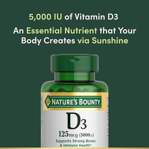 Nature's Bounty Vitamin D3, Immune Support, 125 mcg (5000iu), Rapid Release Softgels, 240 Ct