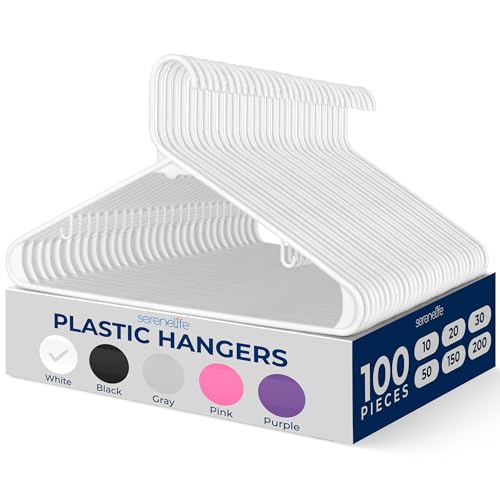 100 Pack Slim Non-Slip Plastic Clothes Hangers