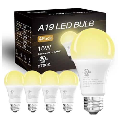4 Pack 100W Equivalent LED A19 Light Bulbs