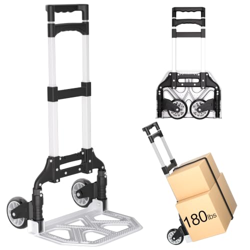 Folding Hand Truck 180lb Lightweight Telescoping Dolly Cart