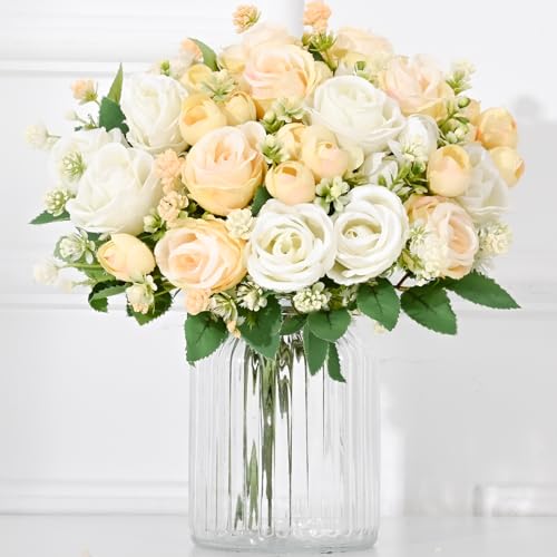 10 Pack Artificial Roses Silk Flowers Bouquet Decor