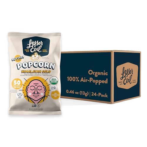 24 Pack LesserEvil Organic Himalayan Salt Popcorn (OU)