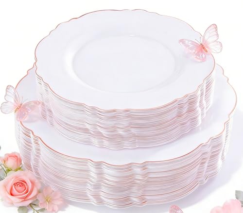 100 Count Disposable Plastic Dinner and Salad Plates