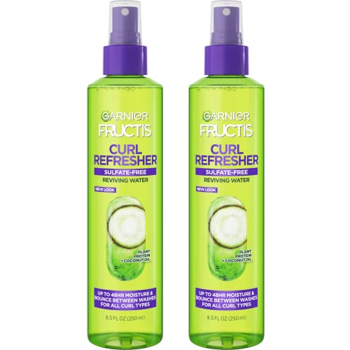 Garnier Fructis Curl Refresher Reviving Water Spray, Sulfate Free, 8.5 Fl Oz, 2 Count (Packaging May Vary)