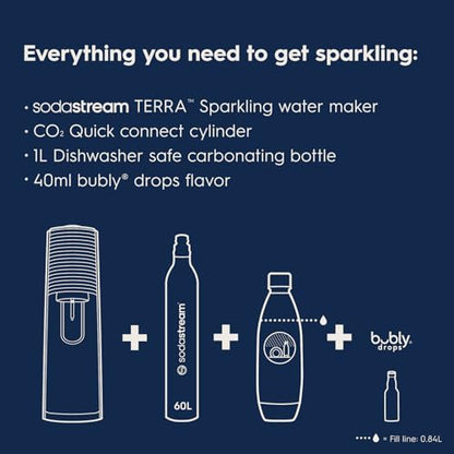 SodaStream Terra Sparkling Water Maker (Black) with CO2, DWS Bottle and Bubly Drop