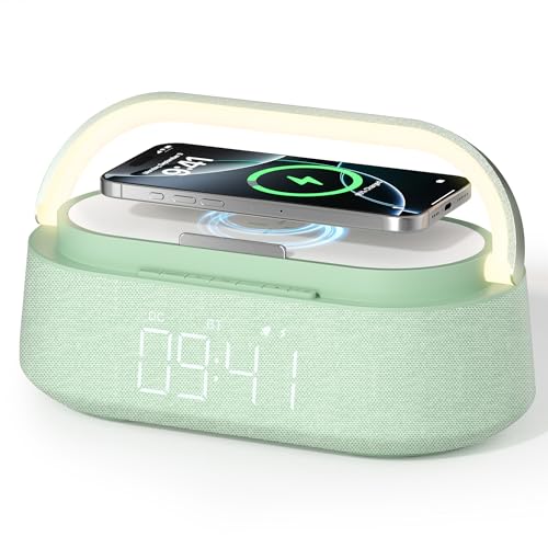 Bluetooth Speaker with Wireless Charger, FM Radio, Night Light