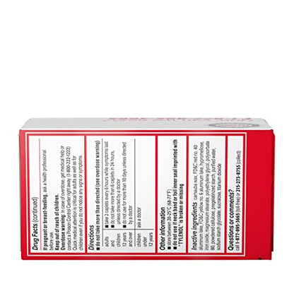 Tylenol Extra Strength Pain Relief Coated Tablets for Adults, 500mg Acetaminophen Pain Reliever and Fever Reducer per Tablet for Minor Aches, Pains, and Headaches, 100 ct