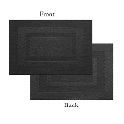 Bright Dream Place Mats Indoor set of 4 Placemasts Woven Washable Easy to Clean PVC Placemat (placemats Set of 4, Black)