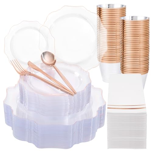 350 Piece Disposable Plastic Dinnerware Plates Set