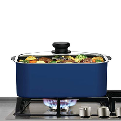 West Bend 87905B Slow Cooker Large Capacity Non-stick Vessel with Variable Temperature Control Includes Travel Lid and Thermal Carrying Case, 5-Quart, 760 watts, Blue
