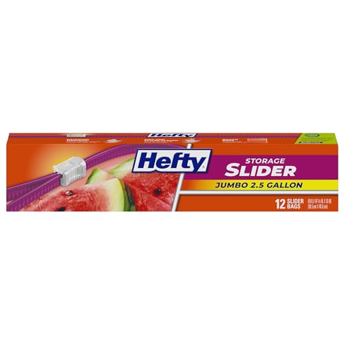 12 Count Hefty Jumbo Slider Storage Bags 2.5 Gallon