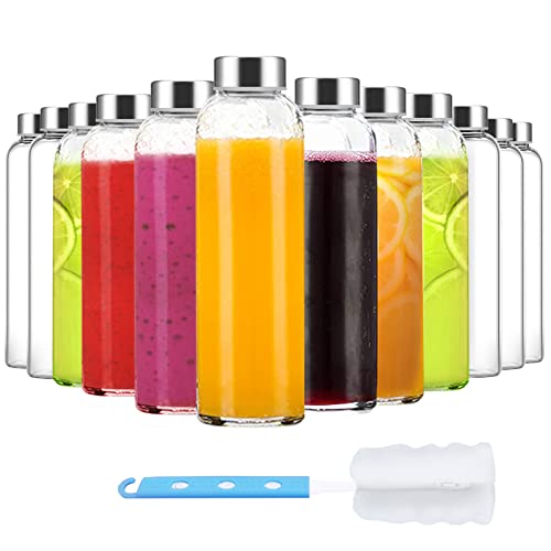 12 Pack 18oz Reusable Glass Water Bottles with Lids