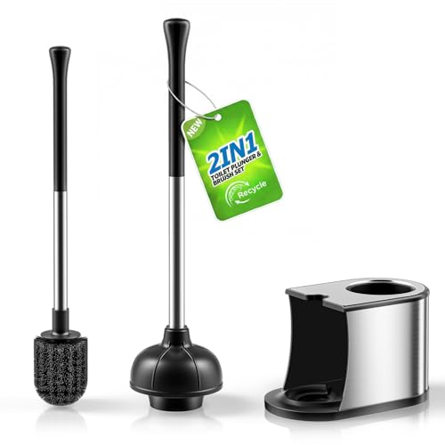 Toilet Plunger and Brush Set Heavy Duty Combo